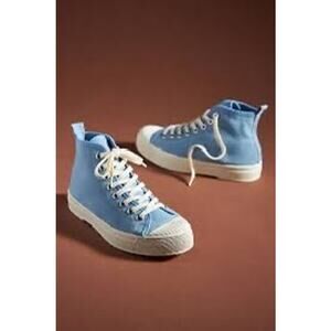 Bensimon Stella High Top Tennis Sneakers Women's Blue Canvas Lace Up Shoes EU 41
